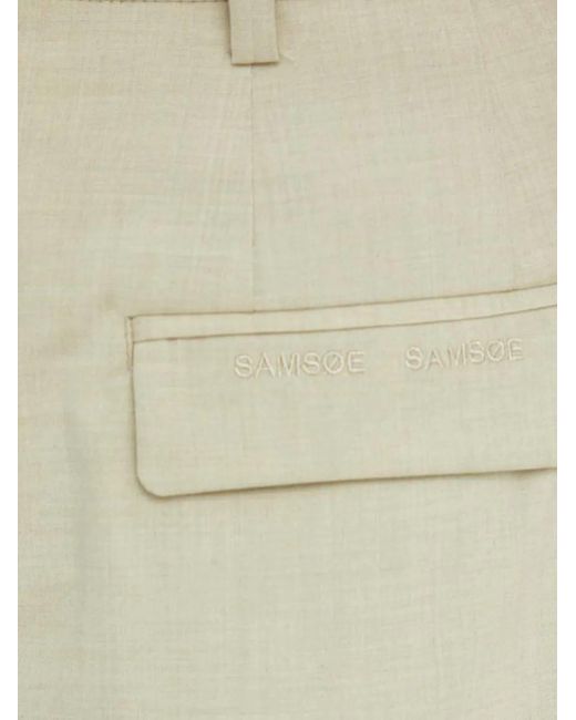 Samsøe & Samsøe White Front-Pleat Straight Trousers