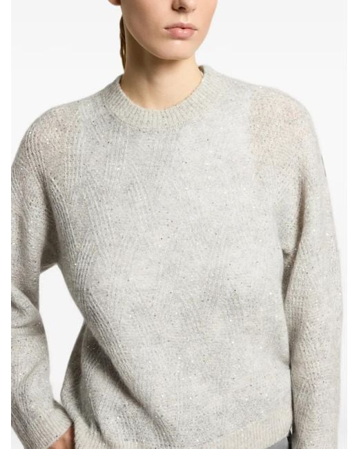 Peserico Gray Diamond-Knit Sweater