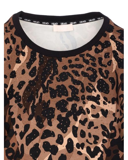 Liu Jo Black Leopard-Print Embellished Sweater
