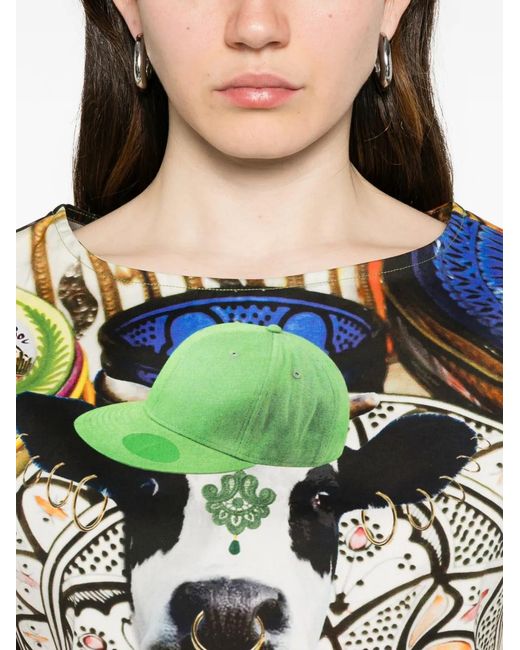 The Artistylist Green Cow Graphic-Print T-Shirt
