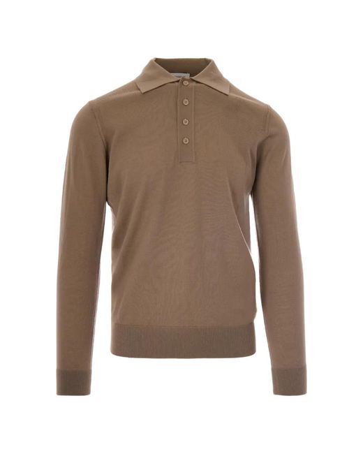 Paolo Pecora Brown Long-Sleeve Polo Shirt for men