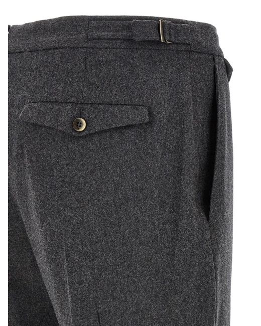 PT Torino Black Union Pleated Tailored Trousers for men