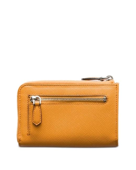 Prada Orange Triangle Logo Leather Key Case for men