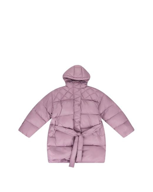 CALLIPYGIAN Pink Belted Puffer Coat