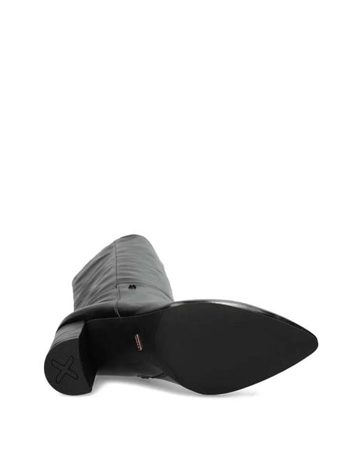 Mexx Black Point-Toe Block-Heel Boots