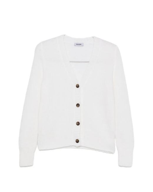 Base London White V-Neck Cardigan