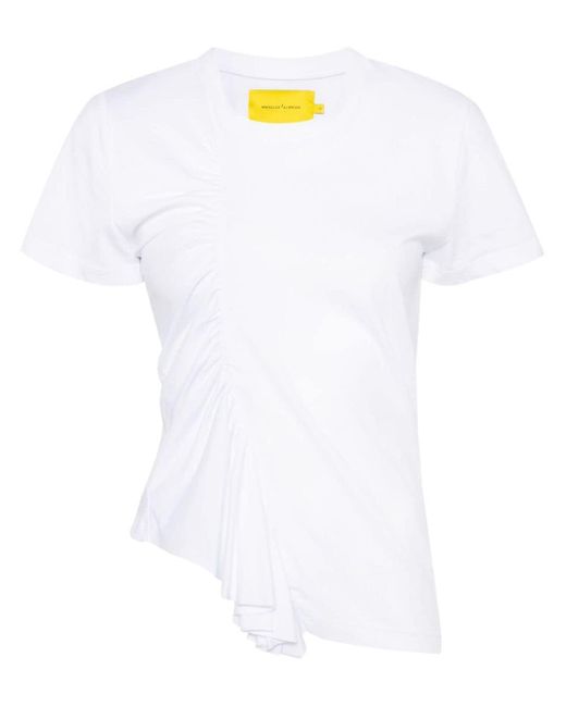 Marques'Almeida White Gathered Cotton T-shirt
