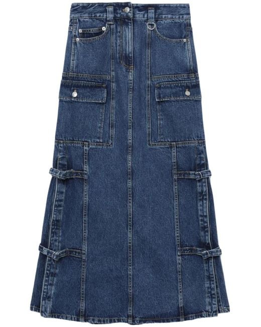 3.1 Phillip Lim Blue Denim Cargo Midi Skirt