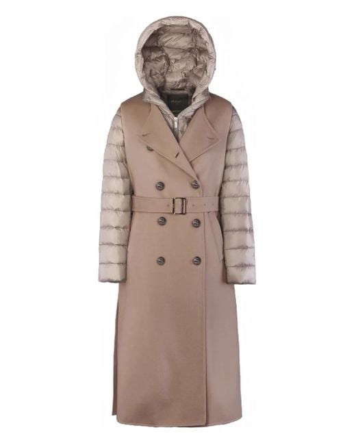 Moorer Natural Double-Breasted Belted Coat