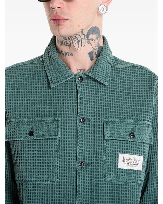 Brain Dead Green Waffle-Knit Shirt for men