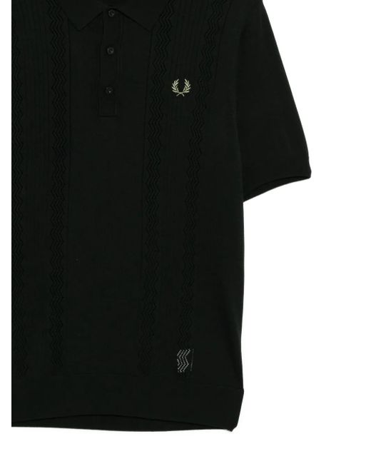 Fred Perry Black Knitted Polo Shirt for men