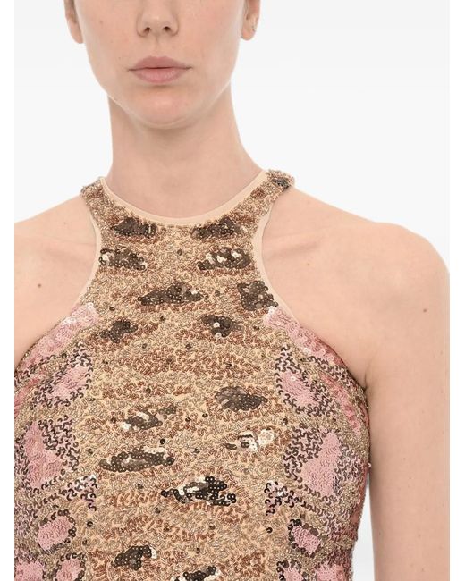 AllSaints Pink Sequin-Embellished Mini Dress