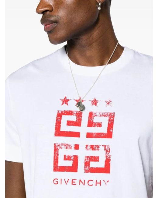 Givenchy White 4G Stars T-Shirt for men