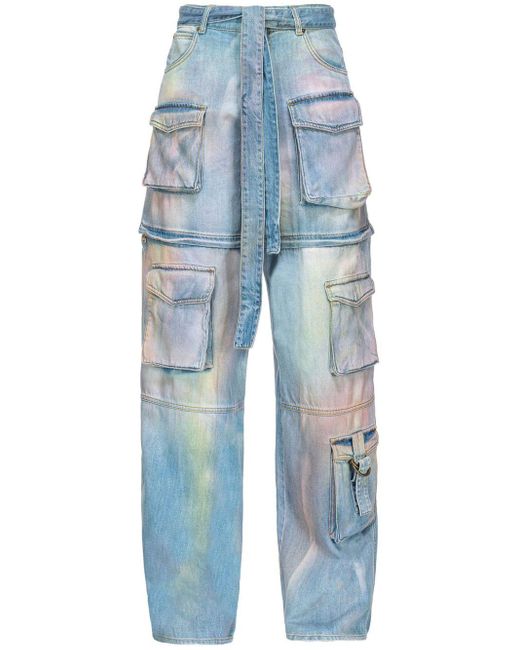 Pinko Cargo Jeans Met Tie-dye Print in het Blue