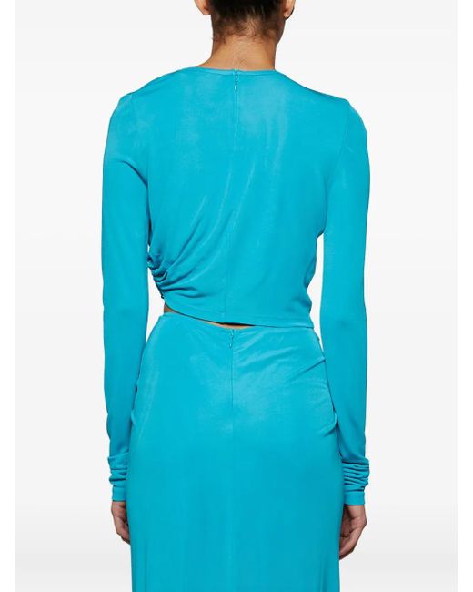Christopher Esber Blue Bezel Quartz Twist-Detail Long-Sleeve Top