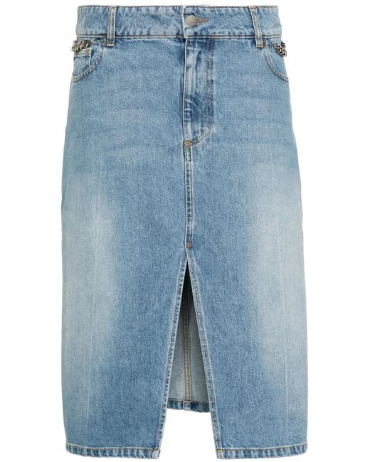 Stella McCartney Falabella Denim Rok Met Schakelketting in het Blue