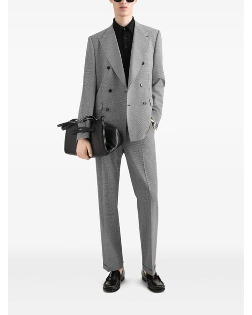 Dolce & Gabbana Gray Houndstooth-Pattern Blazer for men