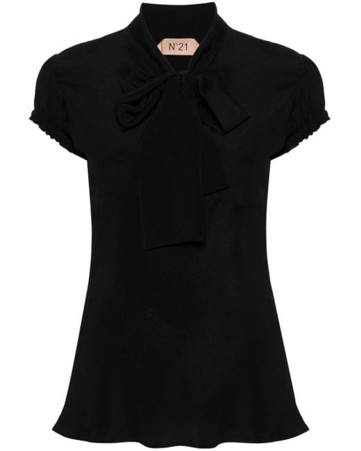 N°21 Black Crepe Short-sleeved Blouse