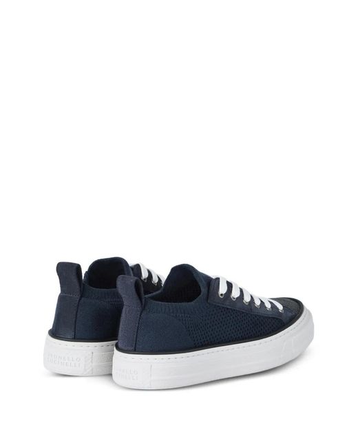 Brunello Cucinelli Blue Leather Sneakers