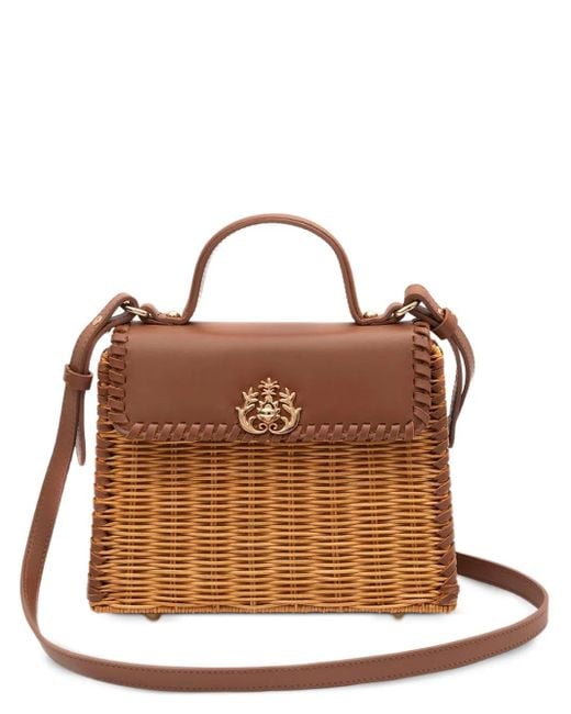 Isla Selene Geweven Schoudertas Met Applicatie in het Brown