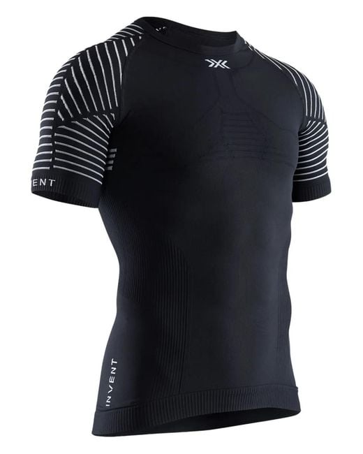 X Bionic Black Striped Round-Neck T-Shirt for men