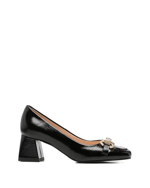SERGIO MORETTI FIRENZE Black Horsebit Square-Toe Pumps