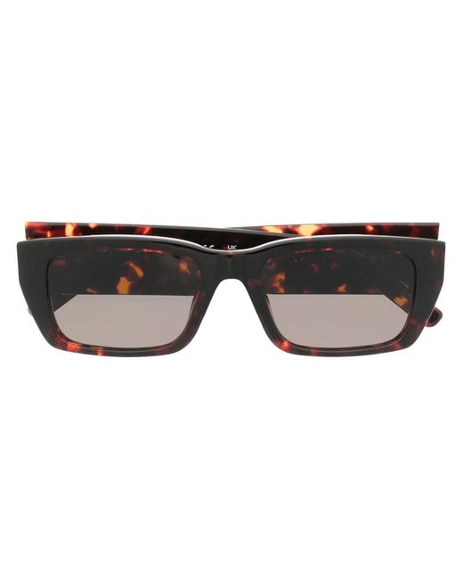 Palm Angels Black Tortoiseshell-Effect Square-Frame Sunglasses