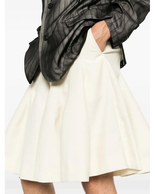 Comme des Garçons White Pleated Flared Midi Skirt for men