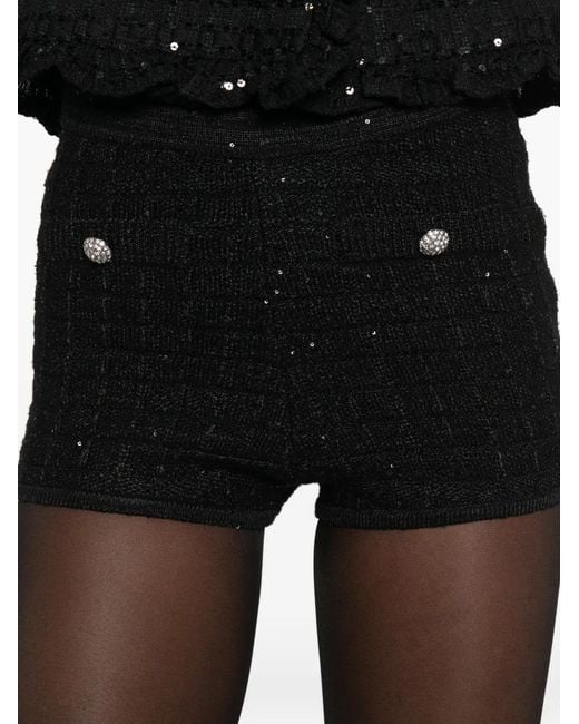 Alessandra Rich Black Short Court À Boutons À Ornements