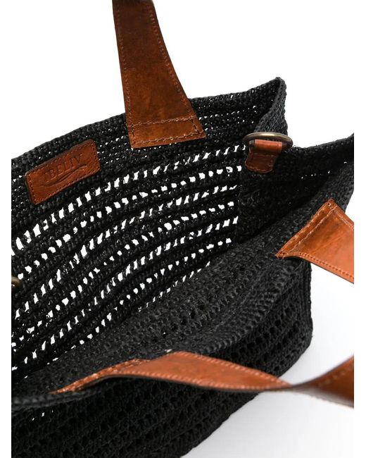 IBELIV Black Nosy Straw Tote Bag