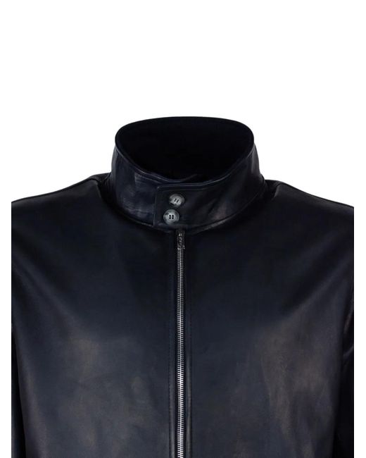 Volfagli Blue Zip-Up Lambskin Bomber Jacket for men