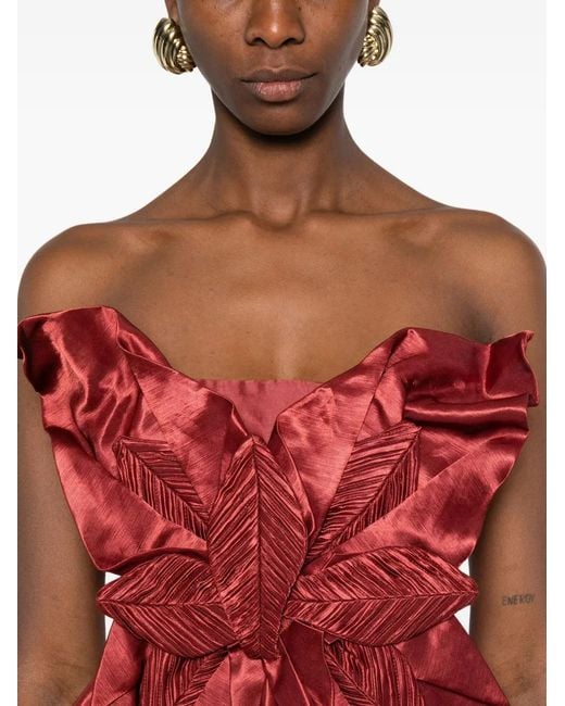 Aje. Red Isla Ruffled Top