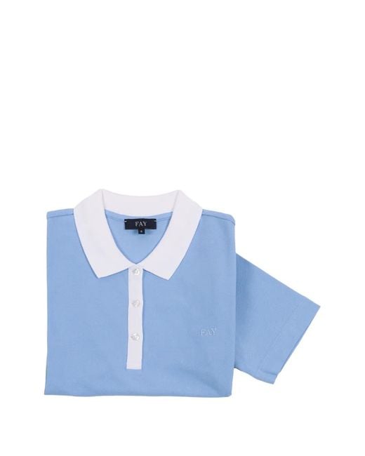 Fay Blue Logo-Embroidered Polo Top