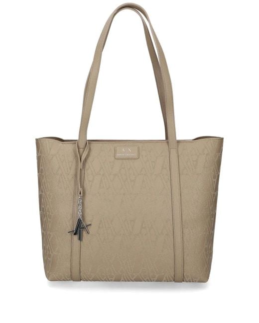 ARMANI EXCHANGE Natural Monogram-Pattern Tote Bag