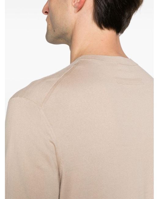 Camiseta con cuello redondo Zegna de hombre de color Natural