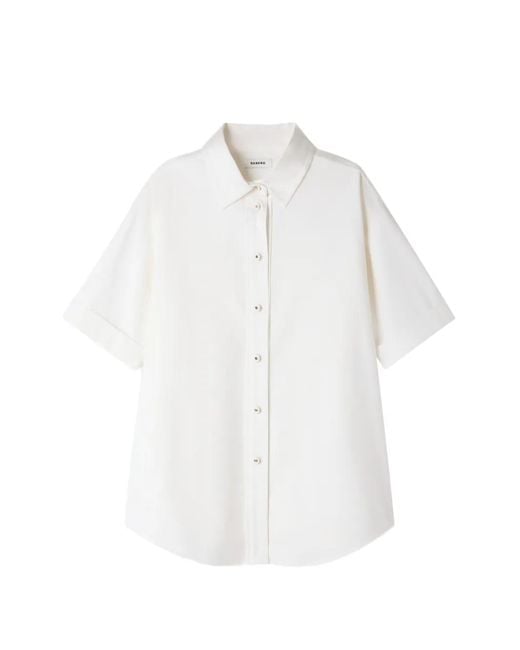 Sandro White Pleated-Back Oversized Shirt