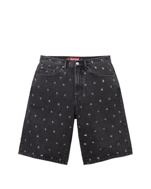 Supreme Gray Star-Studded Baggy Shorts for men
