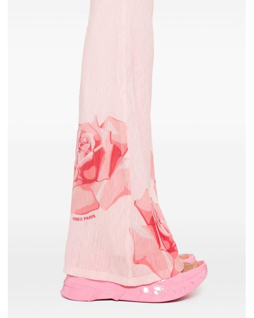 Pantalones acampanados con rosa estampada KENZO de color Pink