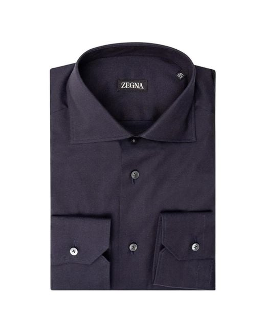 Zegna Blue Chemise À Boutonnière Sur Le Devant for men