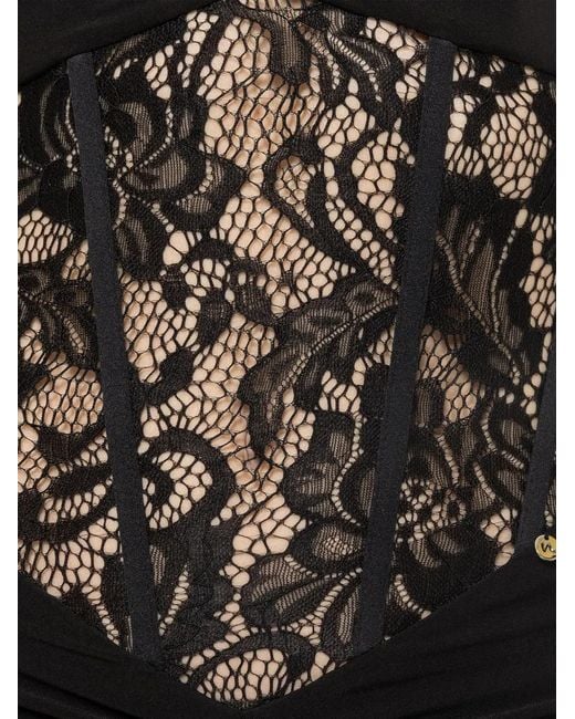 Nissa Black Lace-Panel Mini Dress