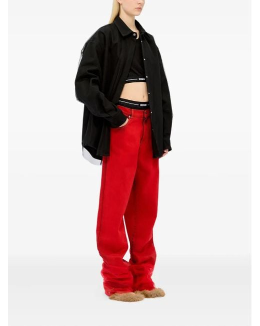 MSGM Black Racerback Striped Tank Top