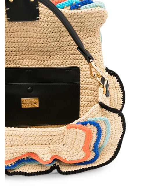 Fendi Blue Baguette Logo-Detail Shoulder Bag