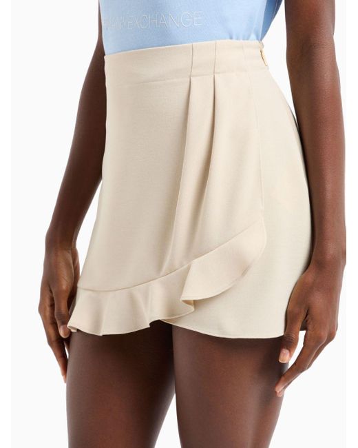 Armani Exchange Natural Ruffle-detail High-waisted Mini Skirt
