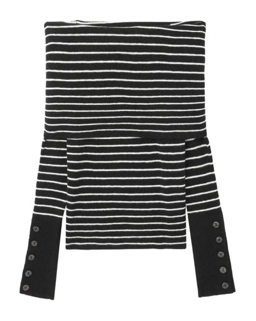 Free People Black Off-shoulder Striped Sweater
