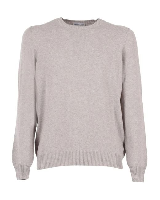 SETTEFILI CASHMERE Gray Crew-Neck Sweater for men