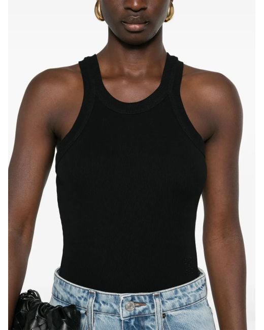 Closed Black Logo-Embroide Ribbed Tank Top
