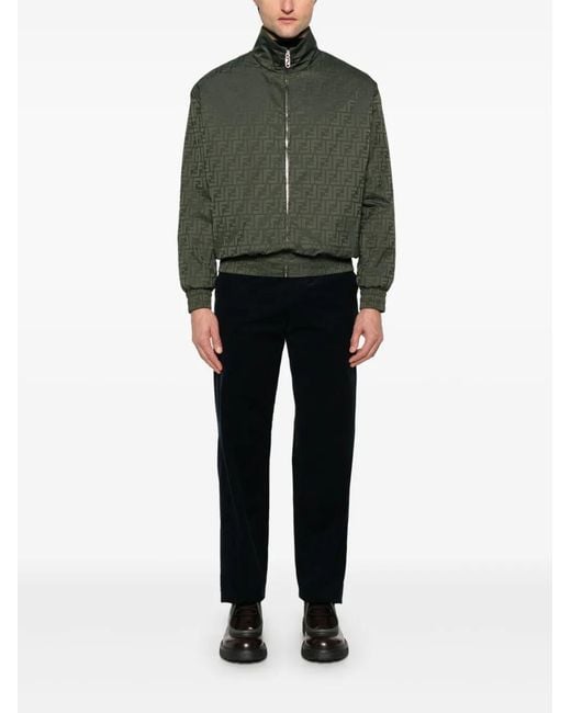Fendi Black 'Ff' Embossed Pants for men