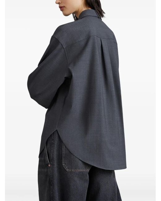 Brunello Cucinelli Blouse Met Lange Mouwen En Monili Kralen in het Blue