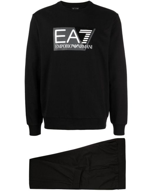 メンズ EA7 ロゴ スウェットシャツ Black