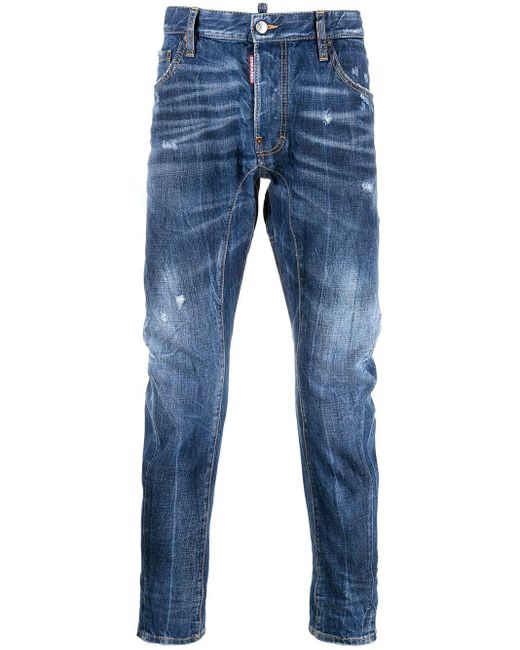 DSquared² Blue Stonewashed Slim-fit Jeans for men